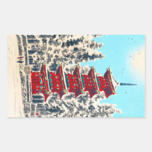 Coola av japansk klasisk forntida shrine art rektangulärt klistermärke