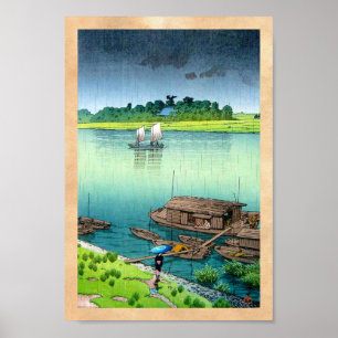 Coola av japansk naturskenig regnbåge på flodsidan poster