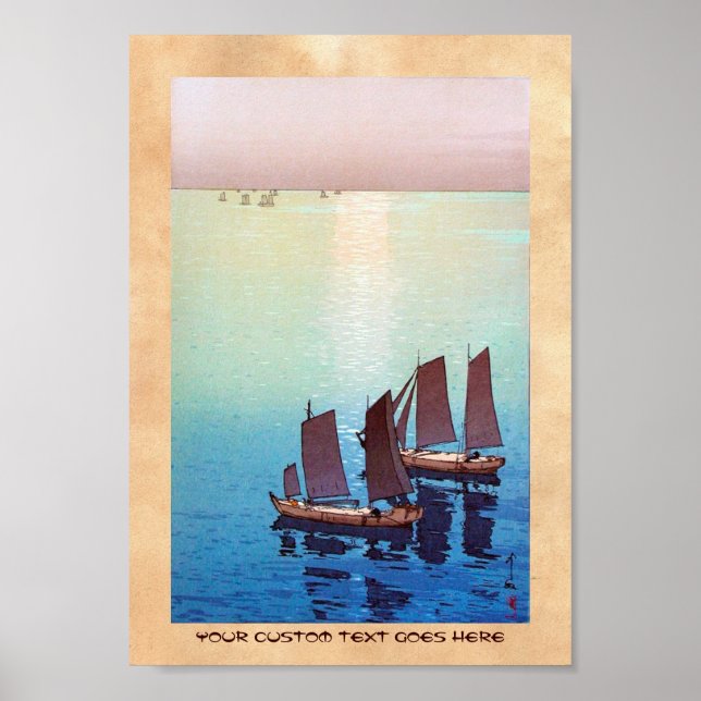 Coola av japansk Yoshida Sea sundown Poster (Framsidan)
