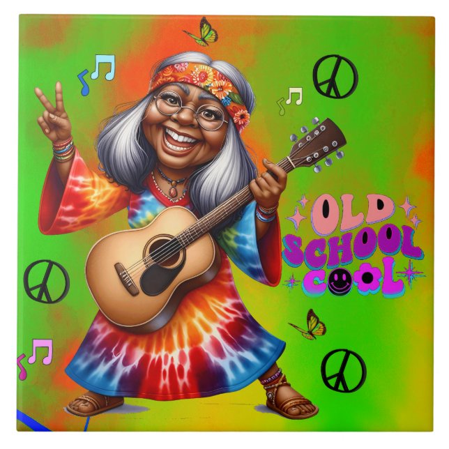 Coola av keramisk Chic i Hippie-färg Kakelplatta (Framsidan)