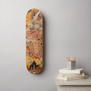 Coola av kinesiska draken Vintage Tapestry Wall Ar Mini Skateboard Bräda 18,5 Cm