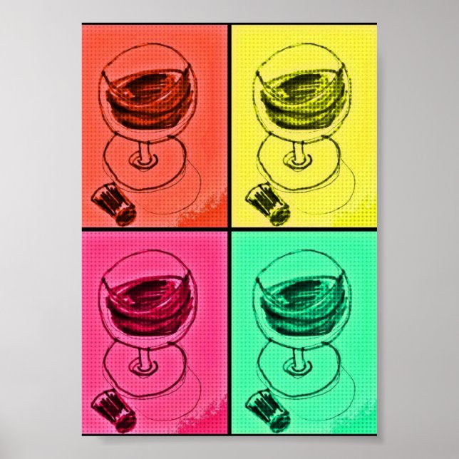 Coola av Retro-Funky Färgfull glasutskrift av Vin Poster (Framsidan)
