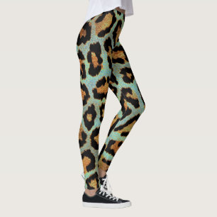 coola av tealtan och svart leopard leggings