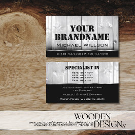 Coola av träbetsblad (Black and White Wood Grain l Visitkort