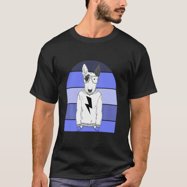 Coola Aviator Glasses Nerdy Bull Terrier Hund Retr T Shirt (Framsida)