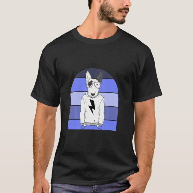 Coola Aviator Glasses Nerdy Bull Terrier Hund Retr T Shirt (Framsida)