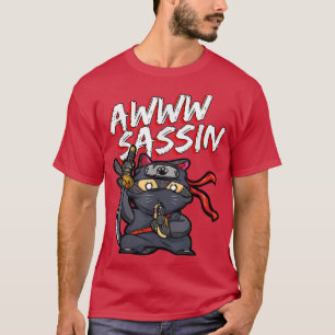 Coola AwwwSassin Samurai Cat Funny Ninja Cat Manga T Shirt