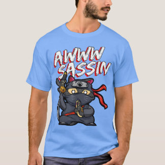 Coola AwwwSassin Samurai Cat Funny Ninja Cat Manga T Shirt
