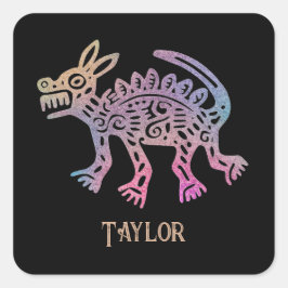 Coola Aztec Design Hund Fyrkantigt Klistermärke