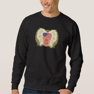 Coola Baboon Wearing USA flagga Sunglass US Amerik Lång Ärmad Tröja