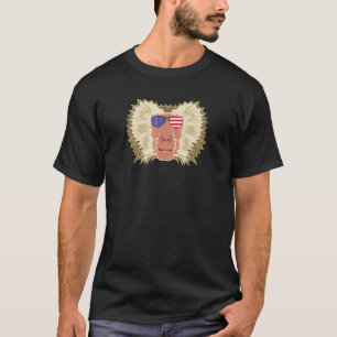 Coola Baboon Wearing USA flagga Sunglass US Amerik T Shirt