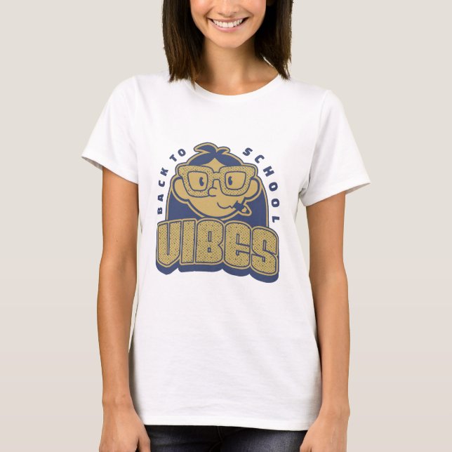Coola Back to school Vibes Tecknad Art T Shirt (Framsida)