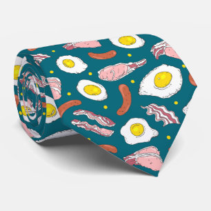 Coola Bacon Egg Sause Breakfast Food Mönster Blue Slips