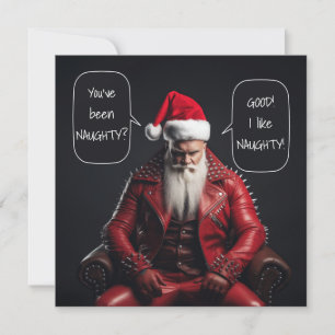 Coola Badass Santa in Red Leather gillar det stygt Julkort
