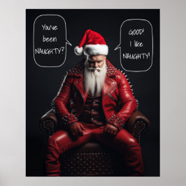 Coola Badass Santa in Red Leather gillar det stygt Poster