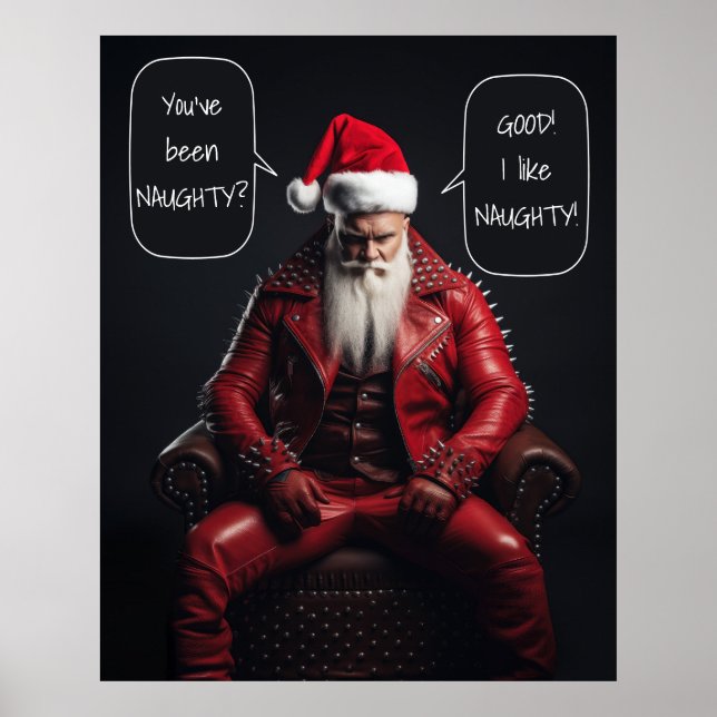 Coola Badass Santa in Red Leather gillar det stygt Poster (Framsidan)
