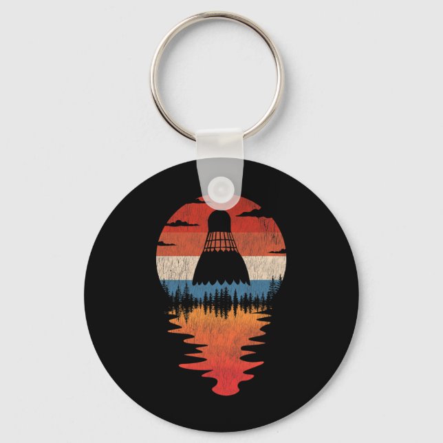 Coola Badminton Retro Vintage Sunset Stil Nyckelring (Framsida)