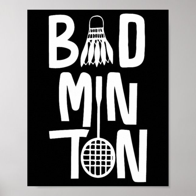 Coola Badminton-typografi med Badminton Shuttle & Poster (Framsidan)