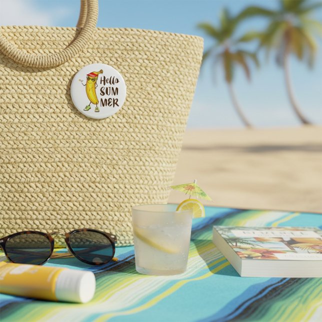 Coola Banana Hej Summer Funny Tropical Fruit Knapp (Skapare uppladdad)
