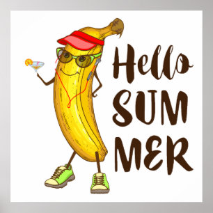 Coola Banana Hej Summer Funny Tropical Fruit Poster