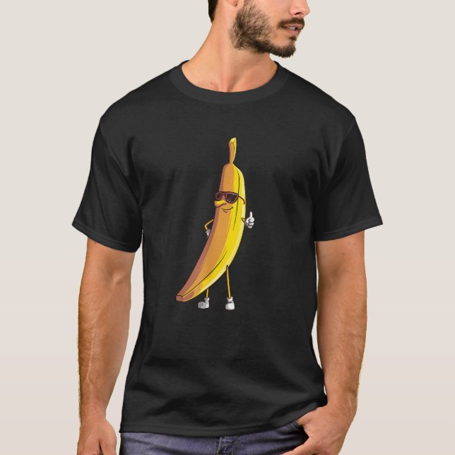 Coola Banana Wearing Sunglasses Funny Fruit Eyewea T Shirt (Framsida)