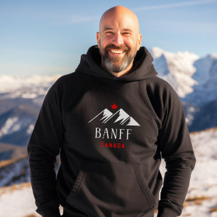 Coola Banff Canada Mountains Maple Löv Mörk Färg Hoodie