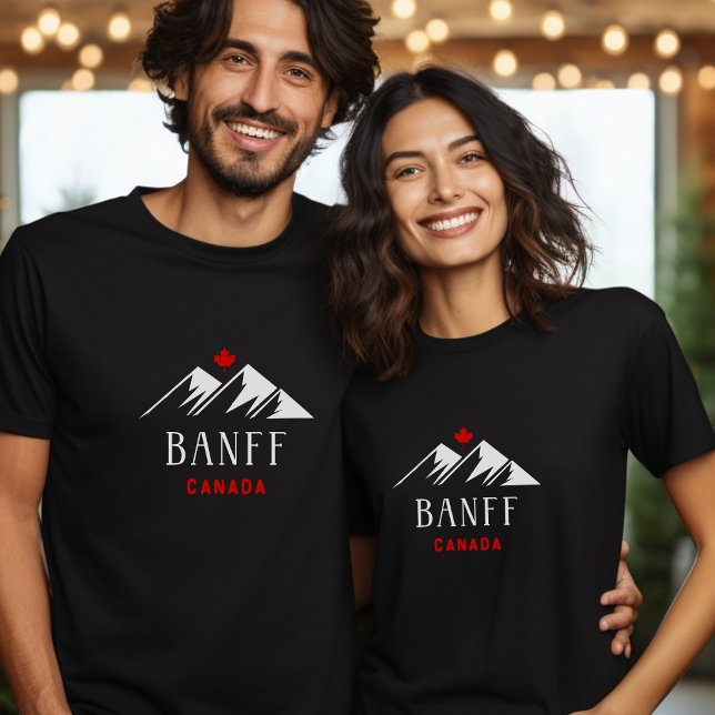 Coola Banff Canada Mountains Maple Löv Mörk Färg T Shirt (Skapare uppladdad)