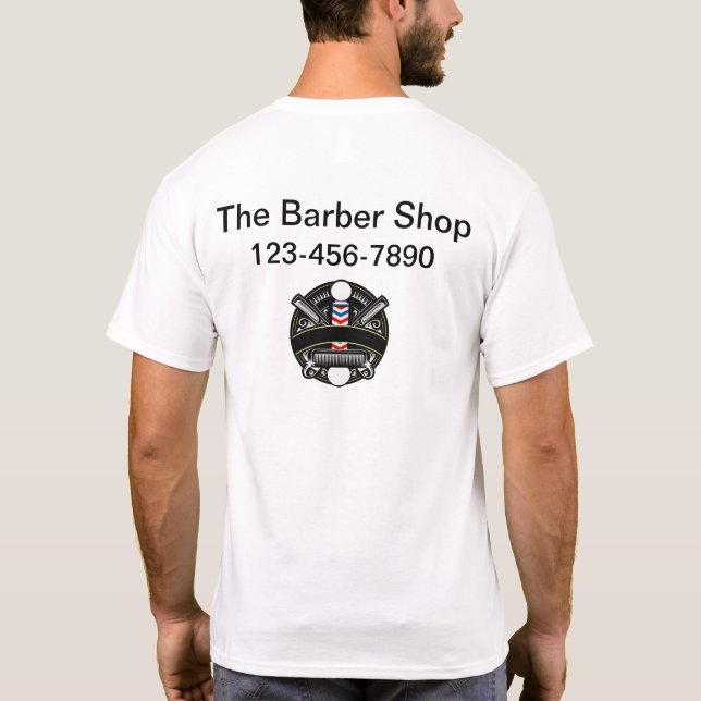 Coola Barber Shop Business Logotyp Work Shirts T Shirt (Baksida)