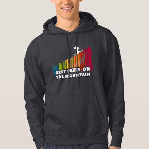 Coola Barcode Design Best Skier på berget Hoodie