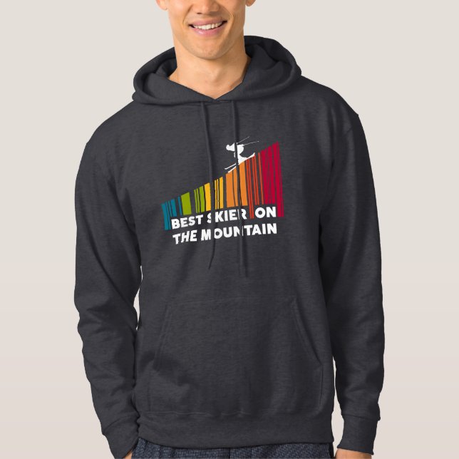 Coola Barcode Design Best Skier på berget Hoodie (Framsida)