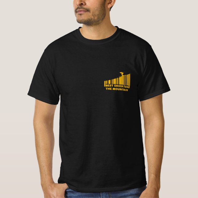 Coola Barcode Design Best Skier på berget T Shirt (Framsida)