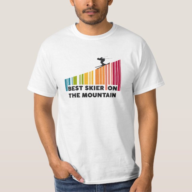 Coola Barcode Design Best Skier på berget T Shirt (Framsida)
