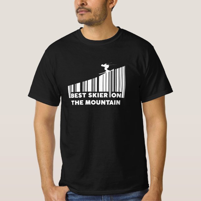 Coola Barcode Design Best Skier på berget T Shirt (Framsida)