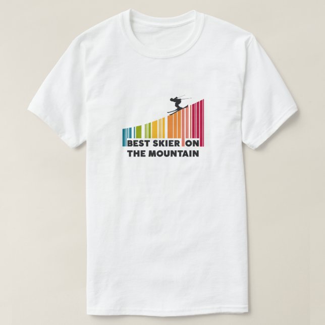 Coola Barcode Design Best Skier på berget T Shirt (Design framsida)
