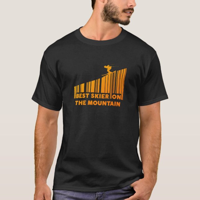 Coola Barcode Design Best Skier på berget T Shirt (Framsida)
