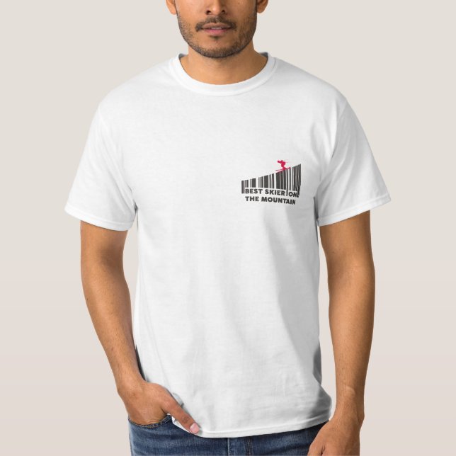 Coola Barcode Design Best Skier på berget T Shirt (Framsida)