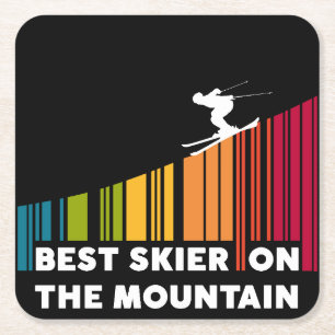 Coola Barcode Design Best Skier på berget Underlägg Papper Kvadrat