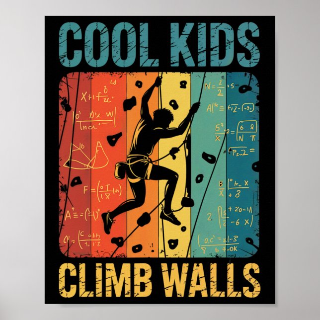 Coola Barn Klamrar Väggar Klippklättring Boulderin Poster (Framsidan)