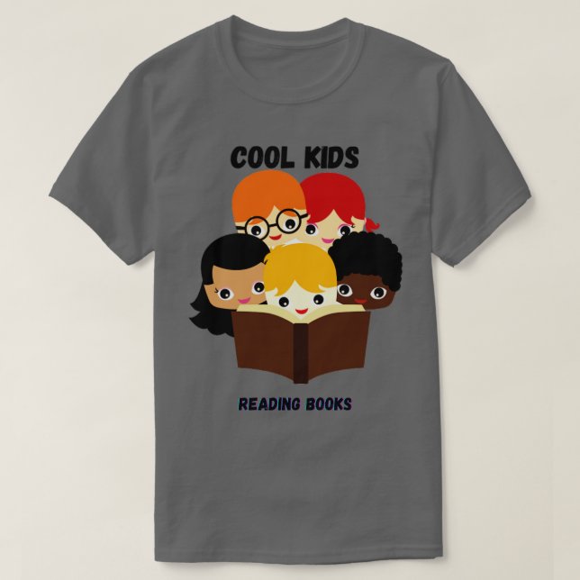 Coola barn som läser bokar t shirt (Design framsida)