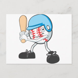 Coola Baseball Batter-Tecknad Vykort