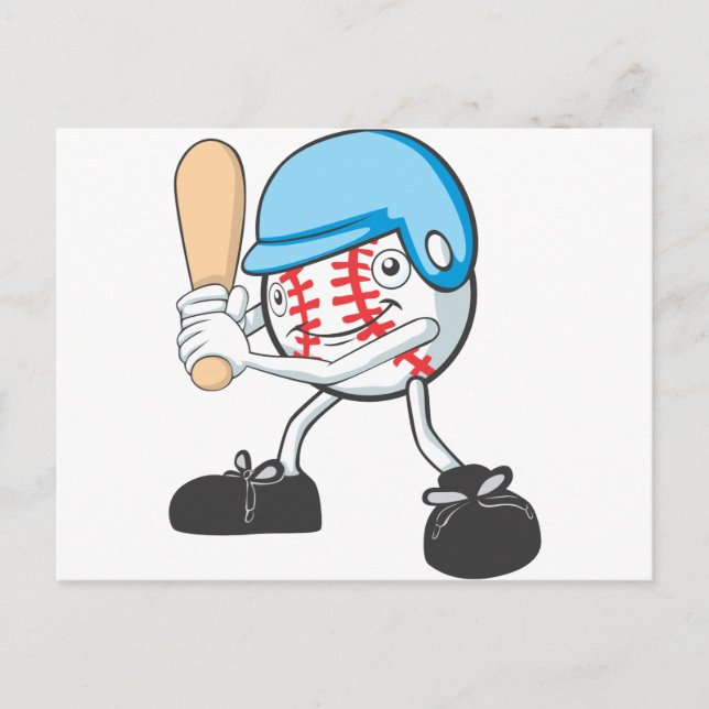 Coola Baseball Batter-Tecknad Vykort (Framsida)
