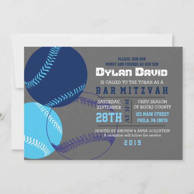 COOLA BASEBALL Pub Mitzvah-inbjudan Inbjudningar (Framsida)