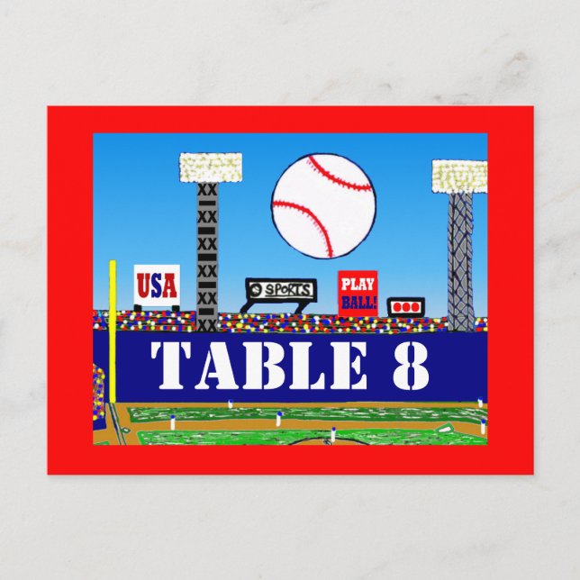Coola Baseball Sport Pub Mitzvah Bordsnummer Card (Framsida)