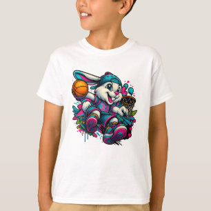 Coola Basketball Bunny Tecknad T-Shirt för barn