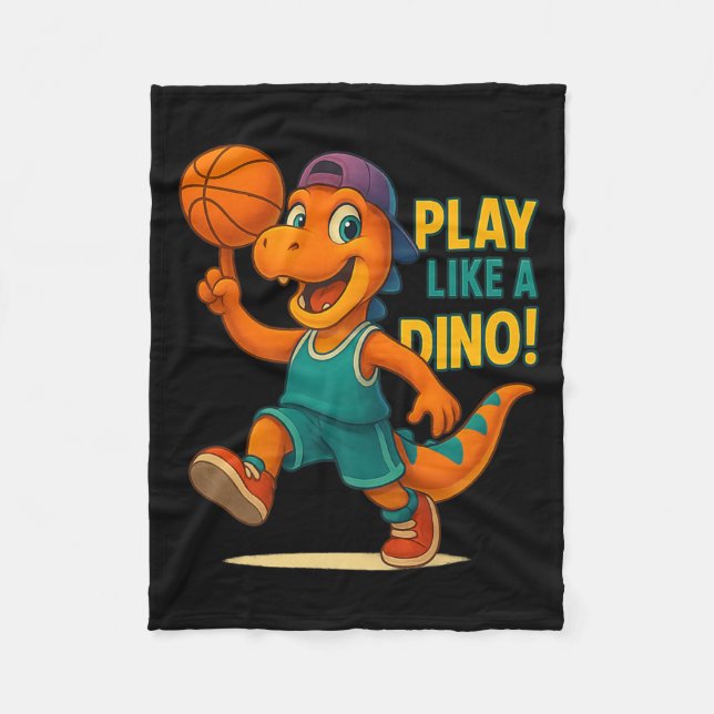 Coola Basketball Dinosaur Player Funny Sports Dino Fleecefilt (Framsidan)