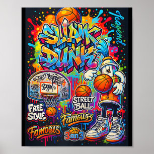 Coola Basketball Graffiti Stil Illustration Graphi Poster