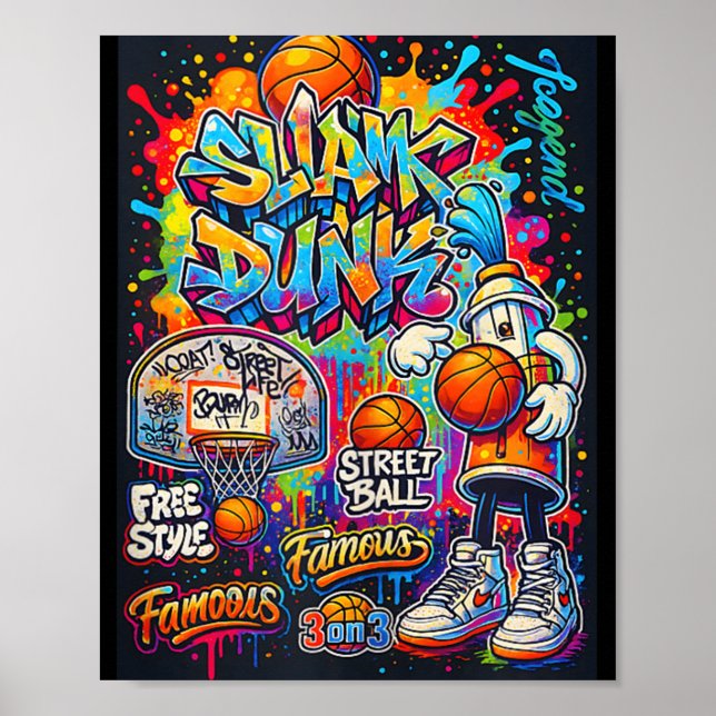 Coola Basketball Graffiti Stil Illustration Graphi Poster (Framsidan)