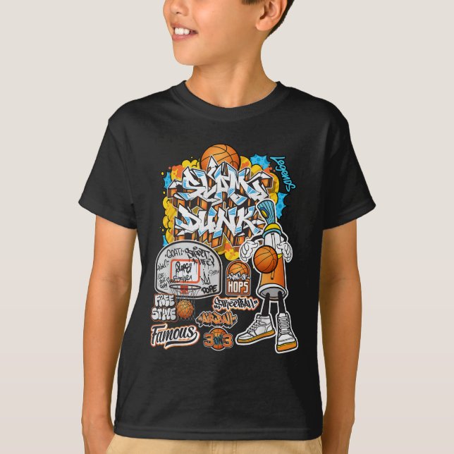 Coola Basketball Graffiti Stil Illustration Graphi T Shirt (Framsida)