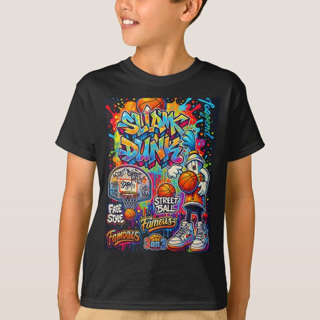Coola Basketball Graffiti Stil Illustration Graphi T Shirt (Framsida)