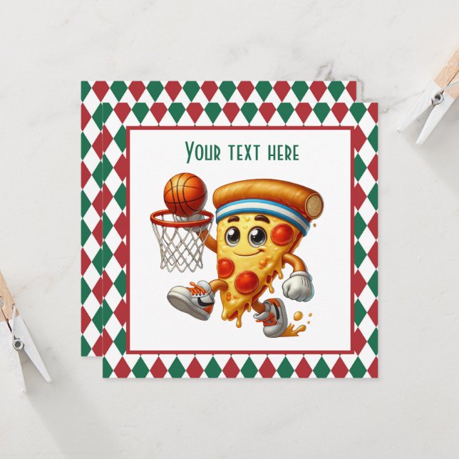 Coola Basketball pizza party Inbjudningar (Fram/Back In Situ)